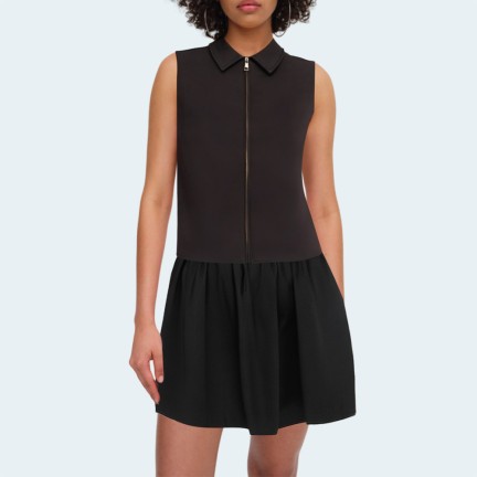 Black simple lapel zipper women's vest