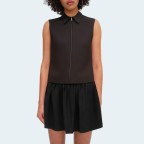 Black simple lapel zipper women's vest
