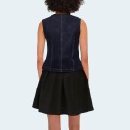 Vintage round neck slim fit women's denim vest
