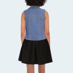 Women's ruched slim-fit sleeveless denim vest