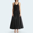 Black simple sleeveless women's long dress
