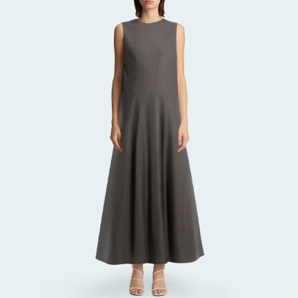 Gray versatile sleeveless women's long skirt
