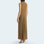 Pleated round neck slim fit women's long skirt