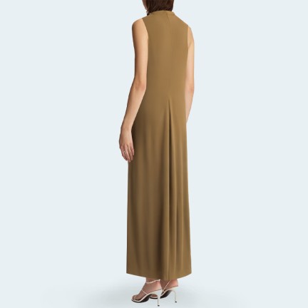 Pleated round neck slim fit women's long skirt
