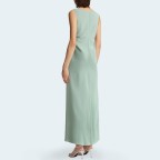 Slim pleated sleeveless women's long dress