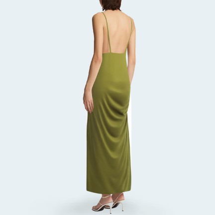New pleated V-neck spaghetti strap women’s long dress