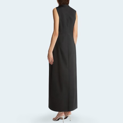 Black metal buckle sleeveless women's long skirt