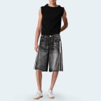 Fashion washed straight men's denim shorts