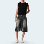 Retro gradient washed men's denim shorts