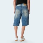 Blue loose straight fit men's denim shorts