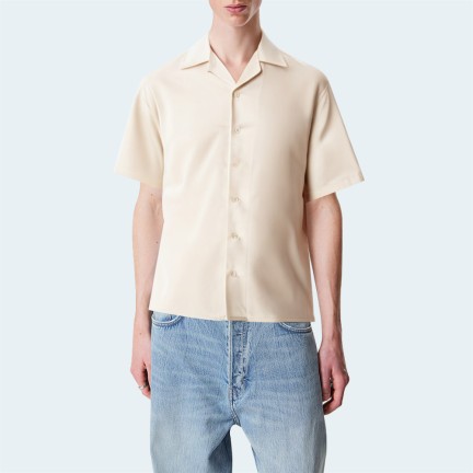 High quality summer satin men's short sleeve shirt