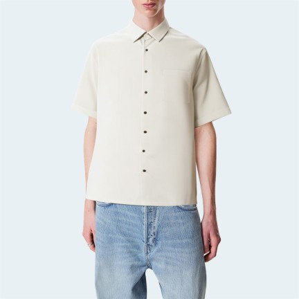 Casual buttoned loose men's short sleeve shirt
