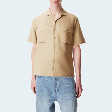 Cotton single-breasted loose men's short-sleeved shirt