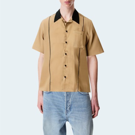 Brown casual button down men's short sleeve shirt