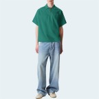 Summer lapel half zip men's short sleeve shirt