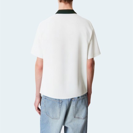 White half zip loose men's short sleeve shirt