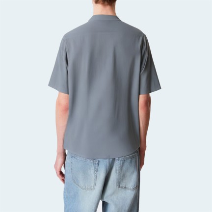 Contrast color stitching soft men's short sleeve shirt