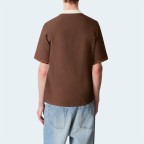 Brown cotton loose men's short-sleeved shirt