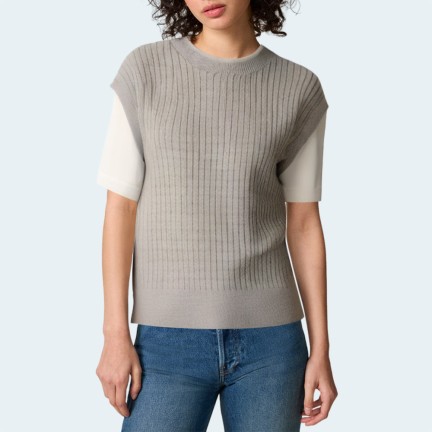 Twisted knit patchwork women's short sleeves