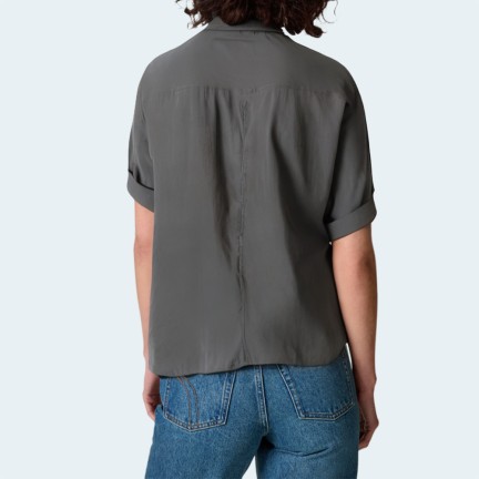 Gray lapel loose women's short sleeves