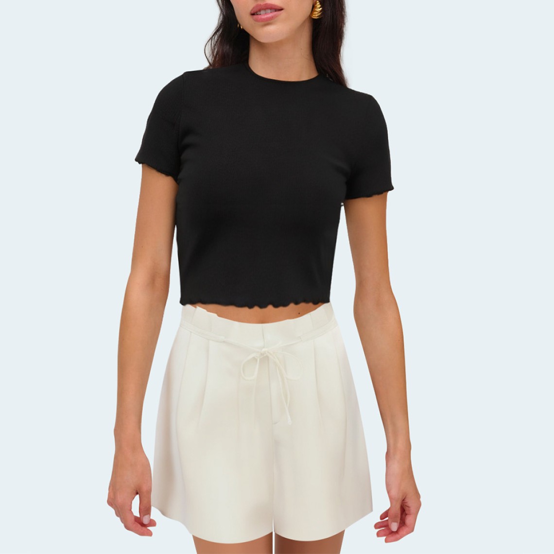 Summer beige casual high waist women's shorts