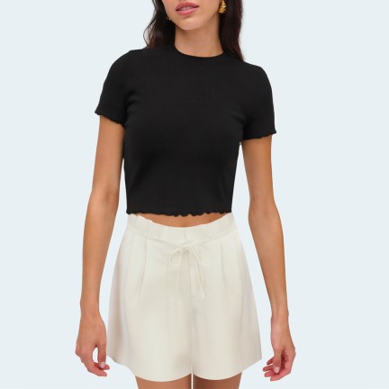 Summer beige casual high waist women's shorts
