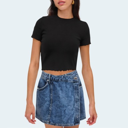 Retro asymmetrical high waisted women's denim shorts