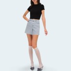 Straight high waist women's denim shorts