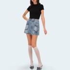 Washed casual women's workwear denim shorts