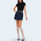 Asymmetric high waist women's denim shorts
