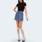 Retro asymmetrical high waisted women's denim shorts