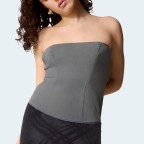 Gray simple striped women's wrap vest