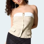 Fashionable khaki slim fit women's wrap vest