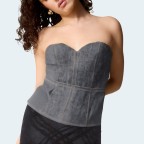 Dark gray vintage women's denim wrap vest