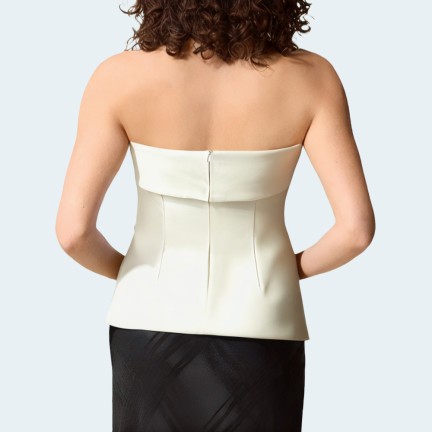 Fashionable shoulder collar beige women's wrap vest