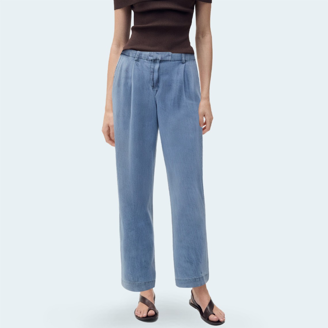 Simple casual wide-leg women's denim trousers