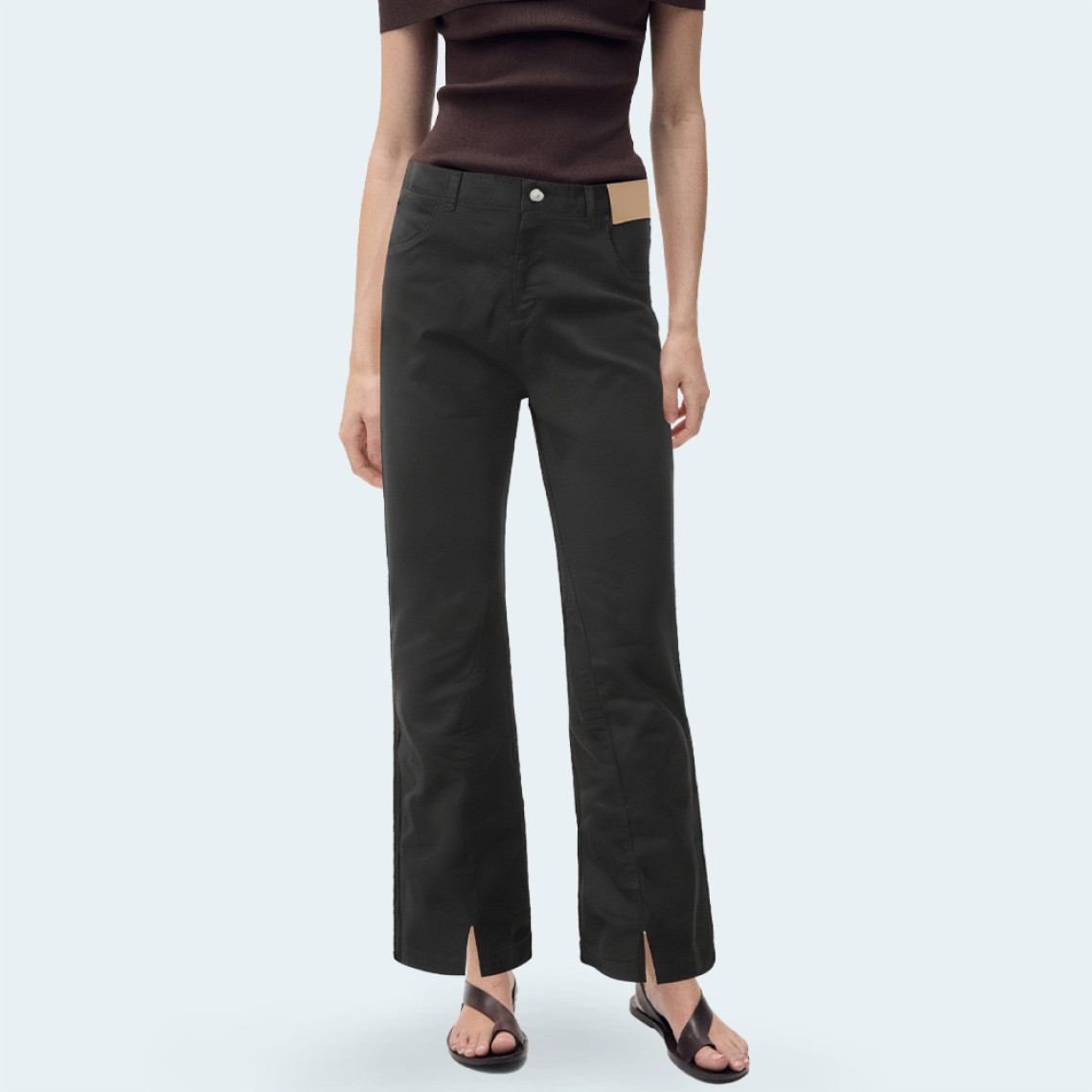 Casual high waist women's flared denim trousers