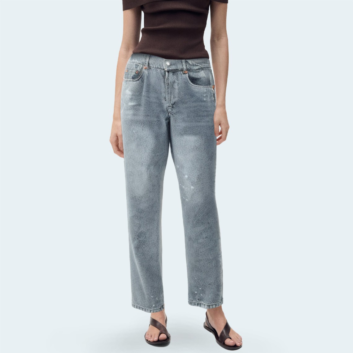 New style washed straight women's denim trousers