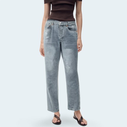 New style washed straight women's denim trousers