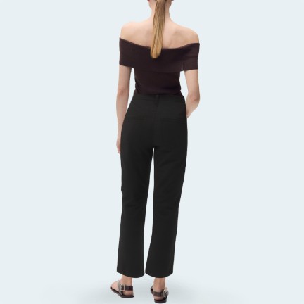 Black slim fit women's flared denim trousers
