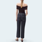 Retro simple wide-leg women's denim trousers