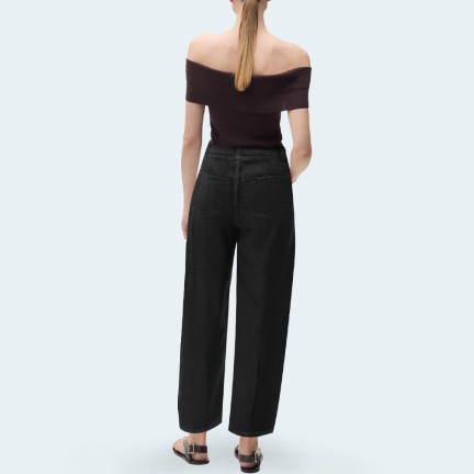 Casual pleated loose fit women's denim pants