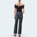 Elastic high waist women's flared denim trousers