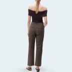 Brown casual high waist women's denim trousers