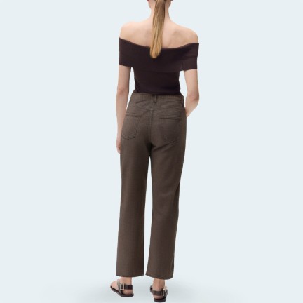 Brown casual high waist women's denim trousers